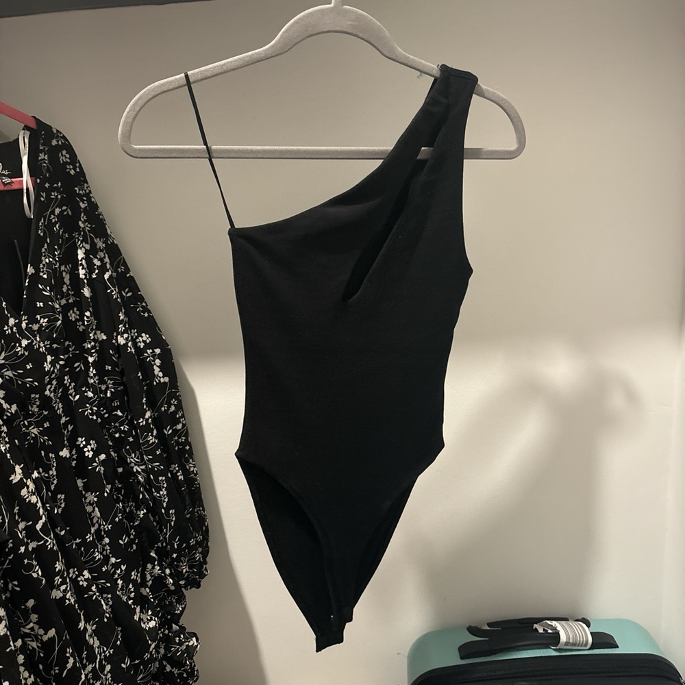 Zara Black Asymmetrical Bodysuit